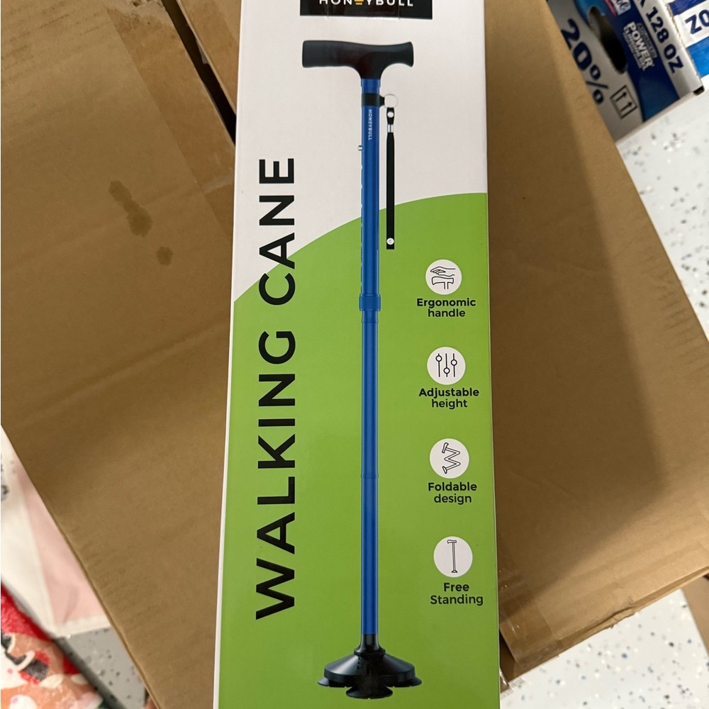 Blue Walking Cane with Ergonomic Handle - Picture 2 of 5